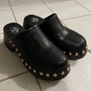 B2 Black Clogs with Gold Studs
